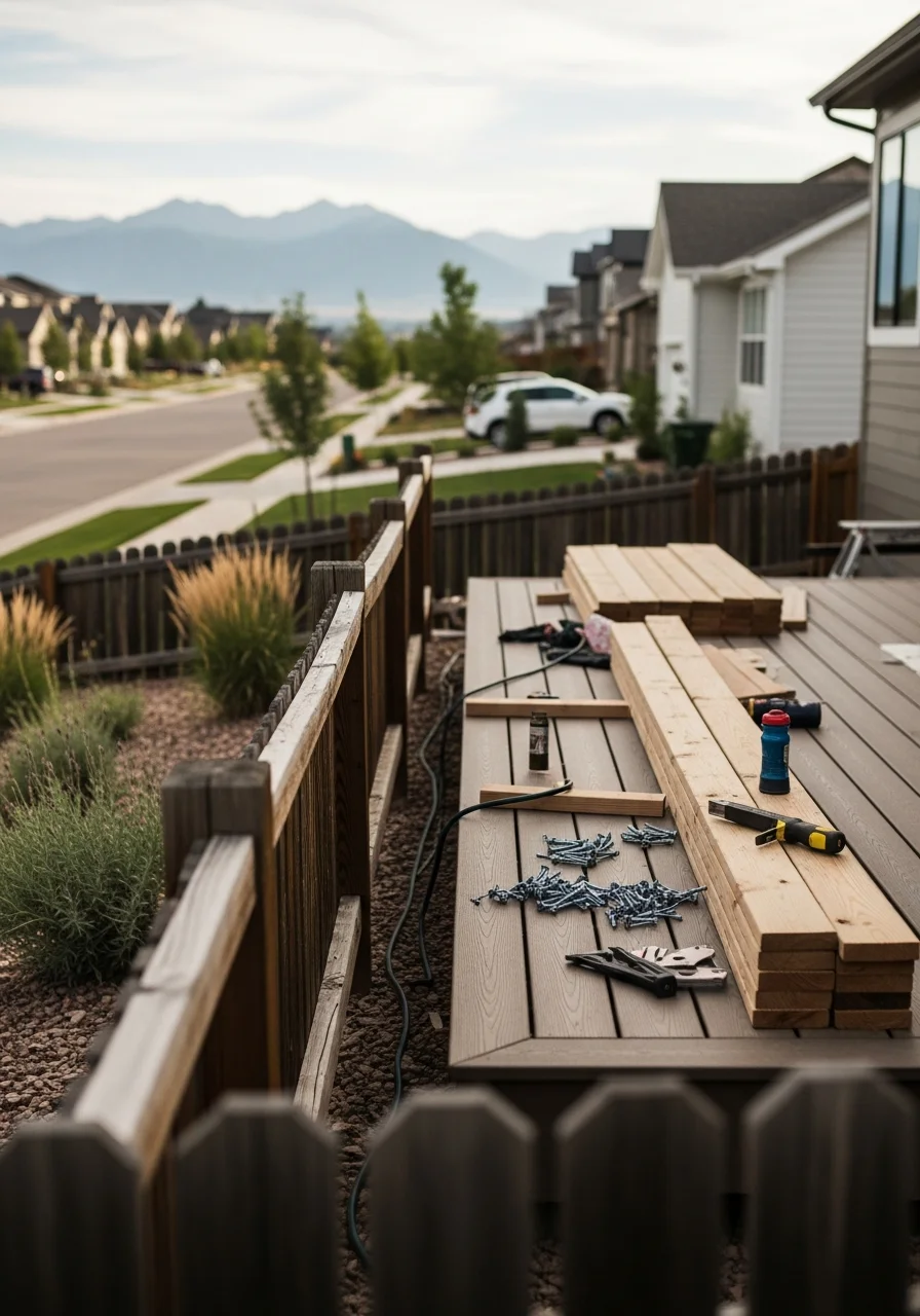 Modern Aurora residential neighborhood with new construction homes and landscaped yards.