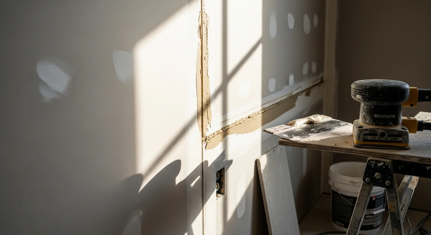 A freshly finished drywall surface in a Denver home interior showing smooth, paint-ready walls with clean taped seams and no visible joint lines. The room reflects the open-plan layout common in Denver residential remodels.