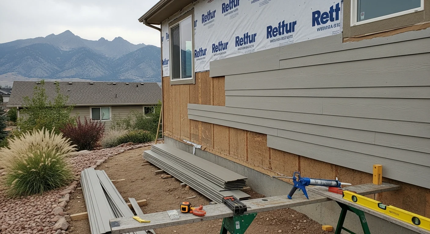 A Denver, CO home with freshly installed exterior siding showing clean panel lines and tight seams around windows and corners. The finished exterior reflects a full replacement project completed by Ginger Build Decking on a single-family residential property.